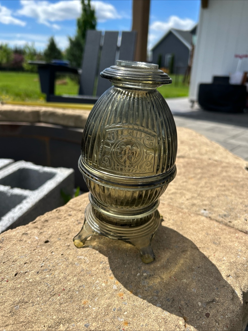 Viking Vintage Glass Pot Belly Stove Fairy Lamp Gray